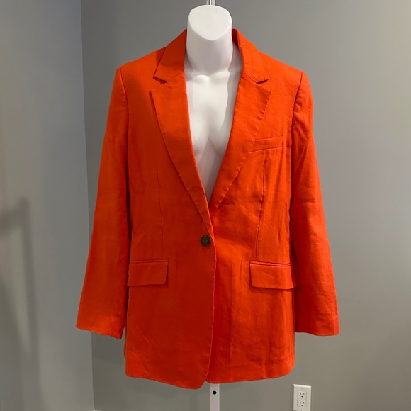 rag & bone Jackets & Blazers - RAG & BONE Beautiful Orange Flame Linen Ames Blazer Sz 8 NWT $495!!